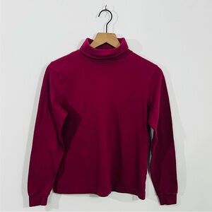 L.L. Bean Brilliant Deep Red Pullover Turtleneck Sweater Cotton Spandex Mix Sz S